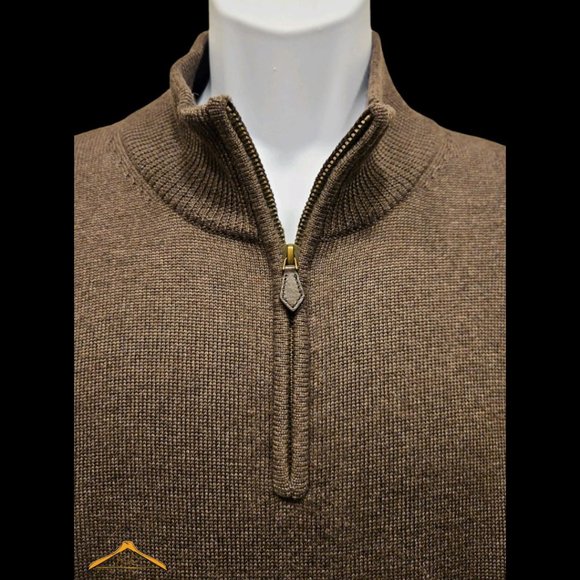 Brooks Brothers Sweater - XL, 1/4 Zip Neck, Brown, Merino Wool, EUC - Picture 6 of 6